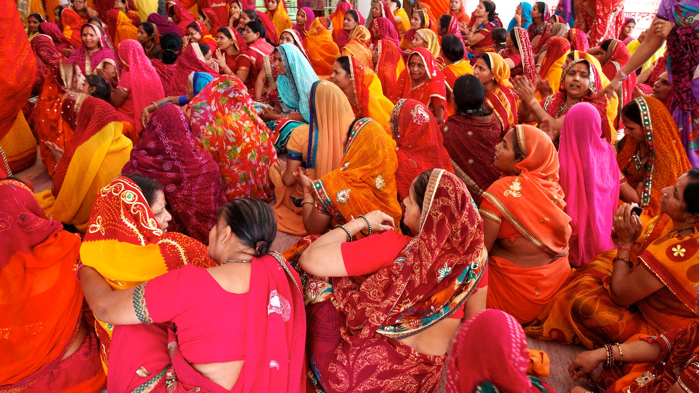 Hindu ladies at a reading of Bhagavad Gita