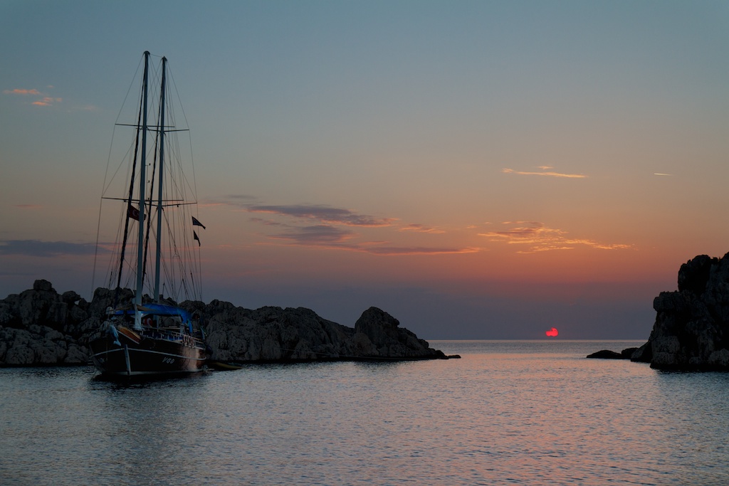 Sunset cove in the Med